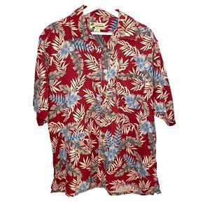 Cafe Havana‎ Silk Hawaiian Shirt SZ M Tropical Travel Vacation Resortwear